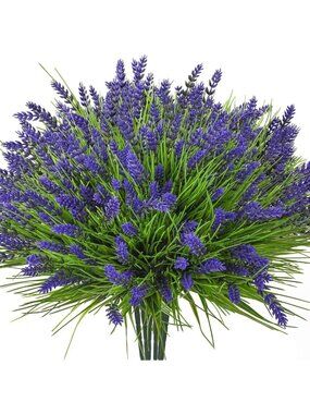 24PCS UV Resistant Lavender Artificial Flowers | Faux Plants for Outdoor Decor